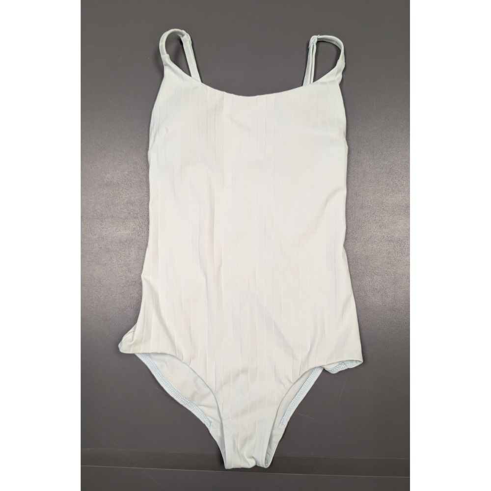 Lululemon Light Mint Green Ribbed One Piece Swimsuit XS Open Back‎ Shelf Bra